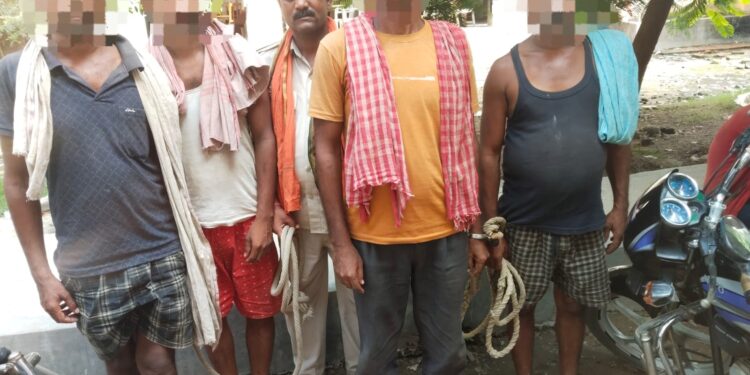 मकेर थानान्तर्गत वाहन चेकिंग के क्रम में 01 पिक-अप पर लदा कुल 13 मवेशी को बरामद कर 04 मवेशी तस्कर को किया गया गिरफ्तार