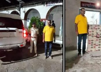 1030.47 ली0 देशी / विदेशी शराब के साथ अभियुक्त गिरफ्तार, कार एवं स्कॉर्पियो जप्त